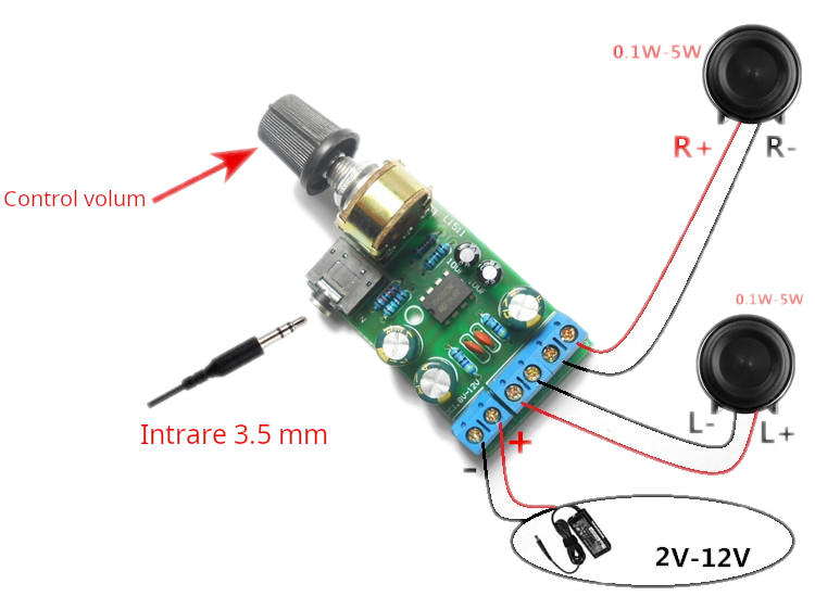 TDA2822 Amplificator Audio Stereo